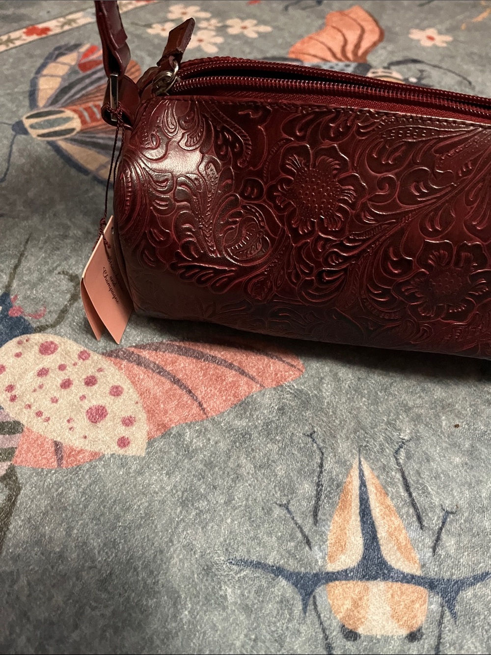 Victoria's Secret Embossed Floral Cosmetic Pouch/ purse  - Burgundy